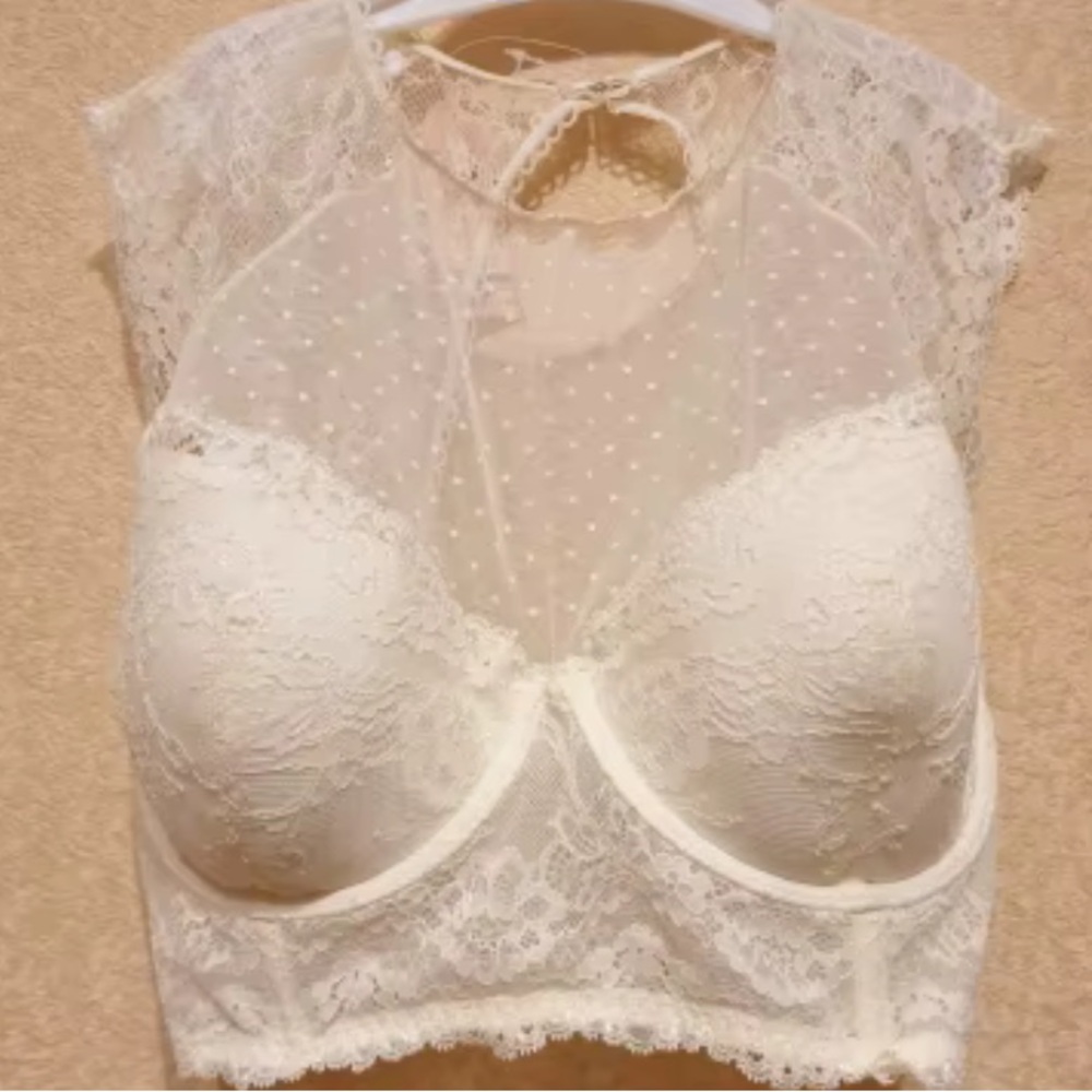 Dobreva Ivory Mesh Bustier High‎ Neck
